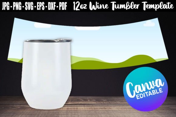 Download 12oz Wine Tumbler Template Canva Editabl - Tumbler template Collection