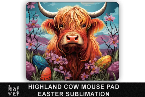 Download Highland Cow Easter Mouse Pad Design PNG - Easter mouse pad Collection
