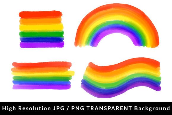Download Set of Rainbow Pride Flag Watercolor PNG - Rainbow pride Collection